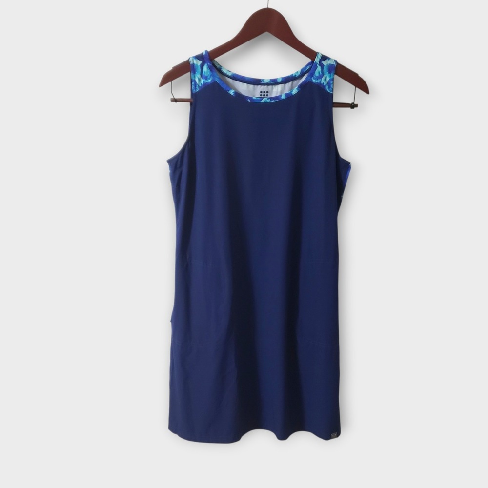 Title Nine Nimblene Dress Medium Blue Sleeveless Shift Athletic‎ TN-130997